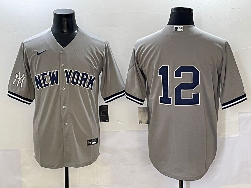 Men 2025 New York Yankees #12 No Name Grey Game Nike MLB Jersey style 9->new york yankees->MLB Jersey